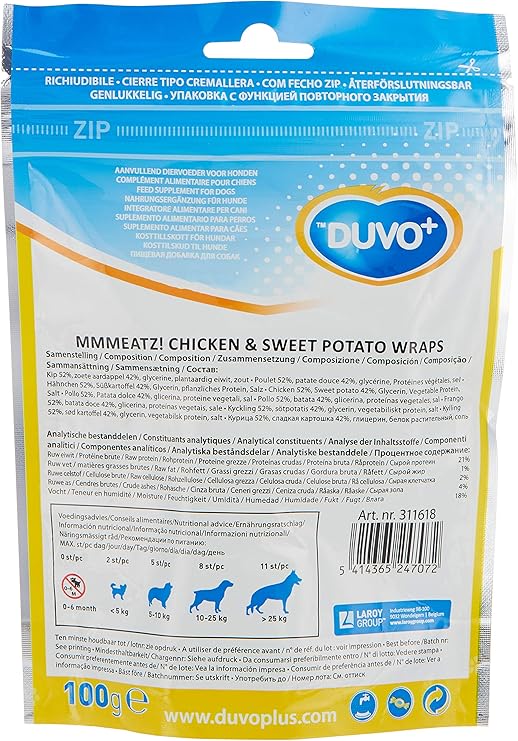 Chicken & Sweet Potato Wraps 9Pcs - 7cm