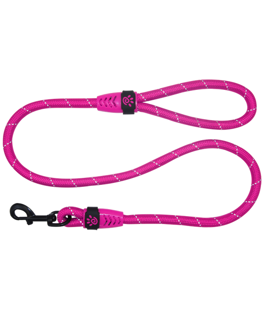 Doco Reflective Rope Leash With Plastic Encased Handle Loop PINK 4ft