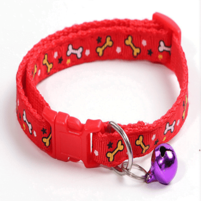 PETS CLUB ADJUSTABLE CAT COLLAR WITH BELL – RED BONE