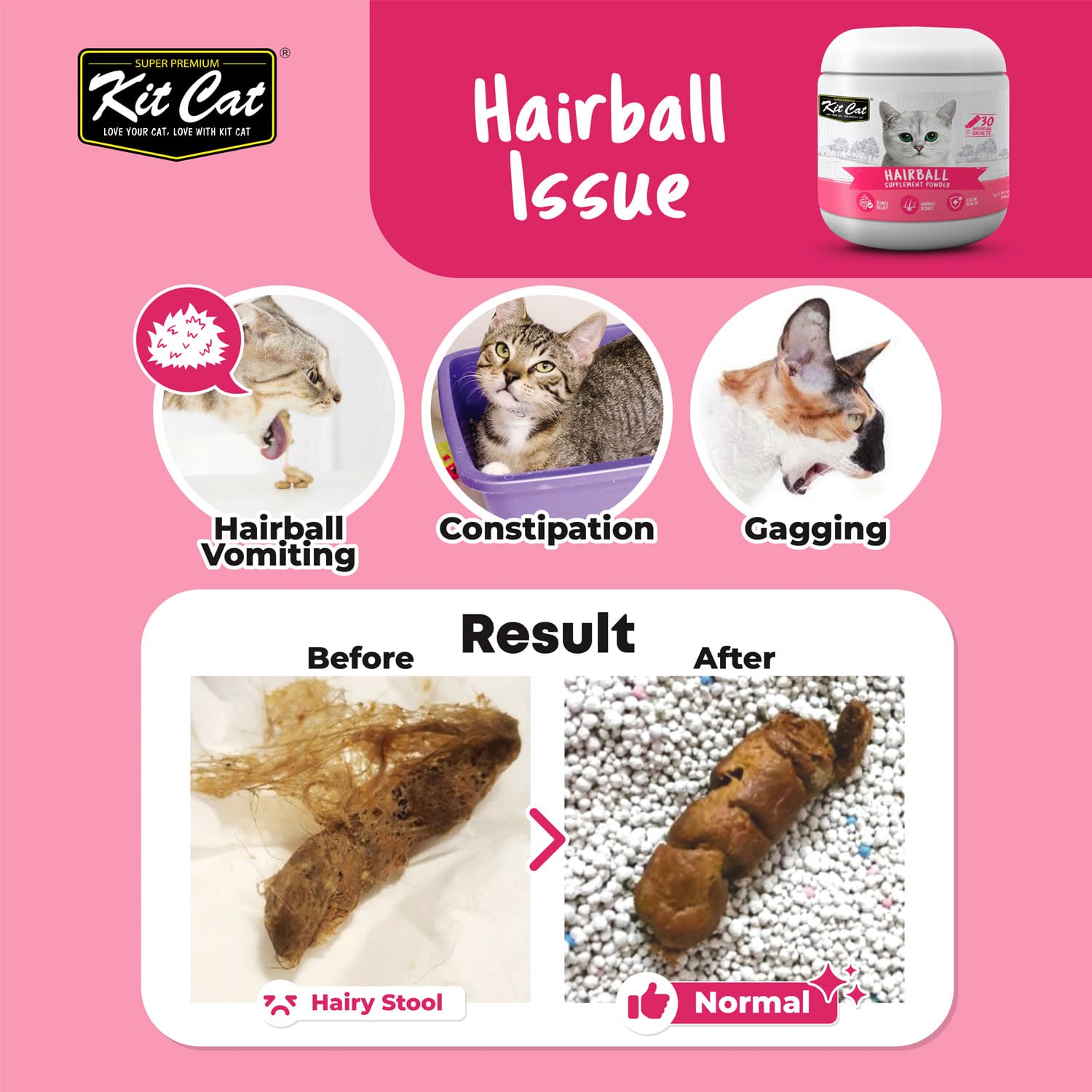 Kit Cat Hairball Supplement Powder 150g (5g x 30 Sachets)
