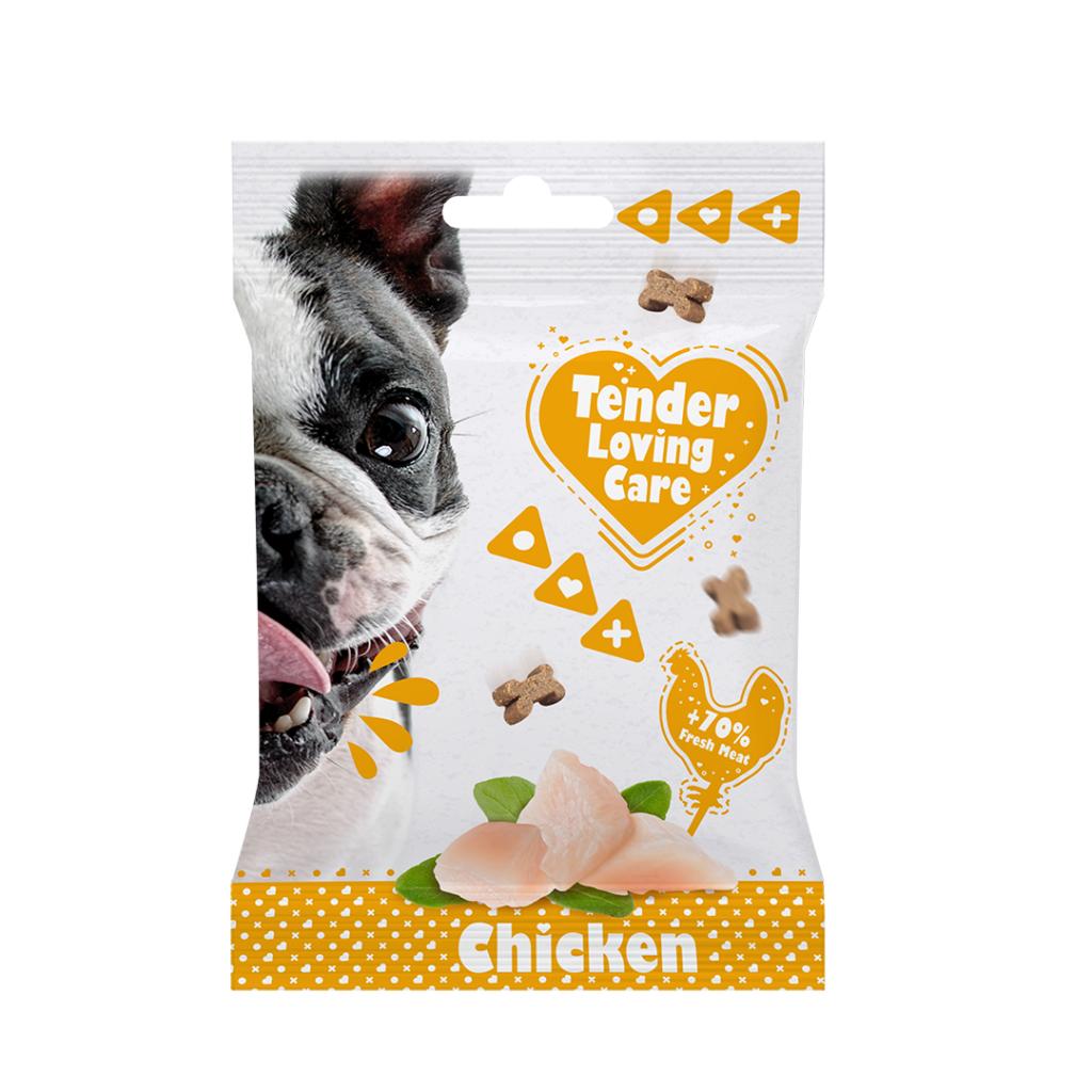 Duvo Plus Tender Loving Care Bone Shaped Chicken Dog Treats 100g