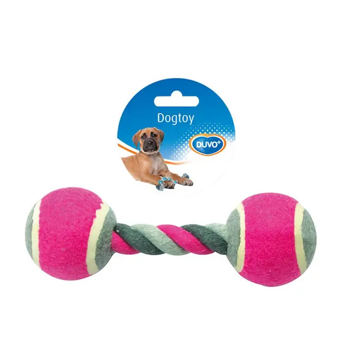 Duvo Tug Toy Knotted Cotton With 2 Tennis Balls - Mixed Colors 18cm