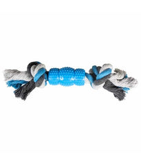 Duvo+ Tug Toy Knotted Cotton With 2 Knots & Rubber 23cm,Grey/Blue