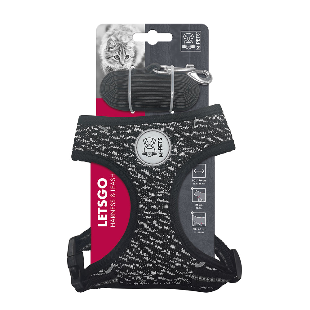 M-PETS Catogo Cat Harness & Leash Set Black