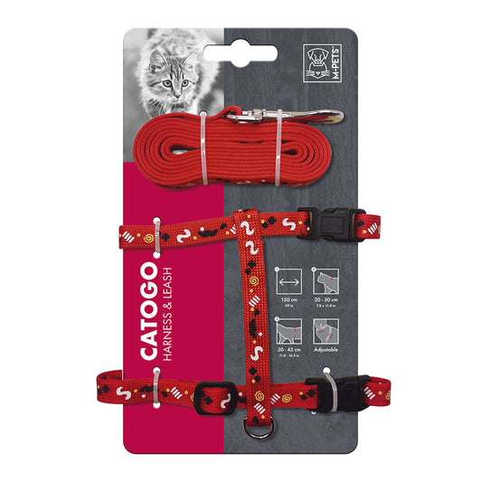 CAT HARNESS & LEASH SET RED