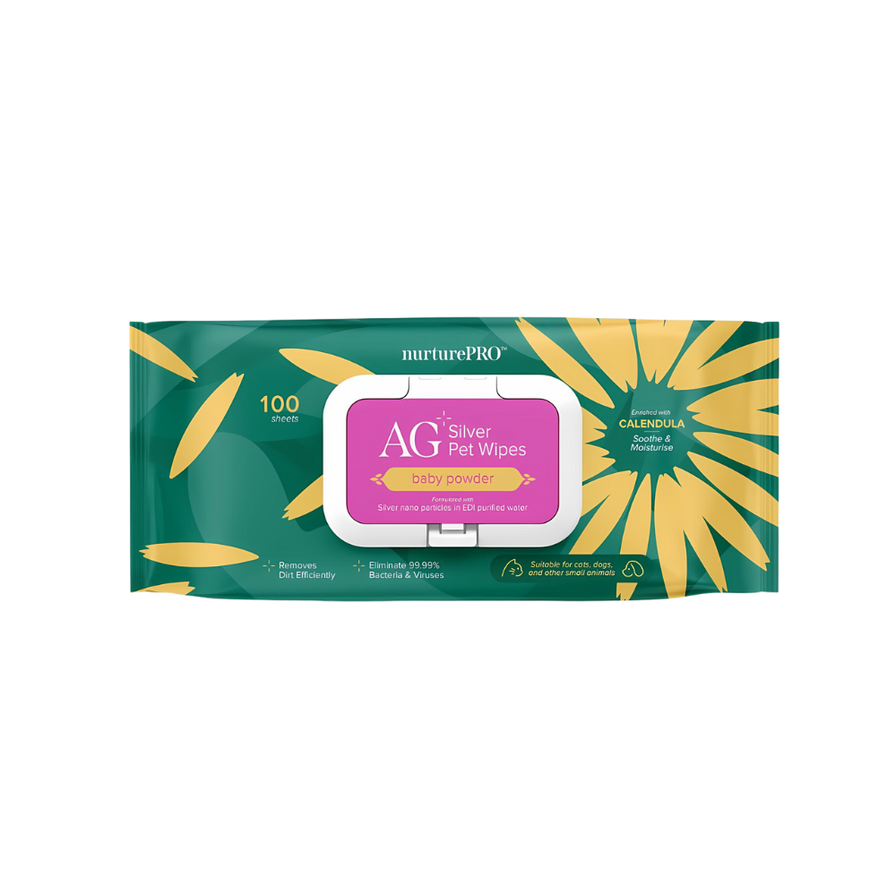 NurturePro AG+ Silver Pet Wet Wipes- BABY Powder 100p