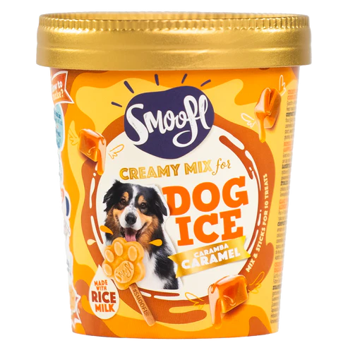 Smoofl Creamy Caramel Mix for Dog Ice with 10pcs Chew Sticks - 105G