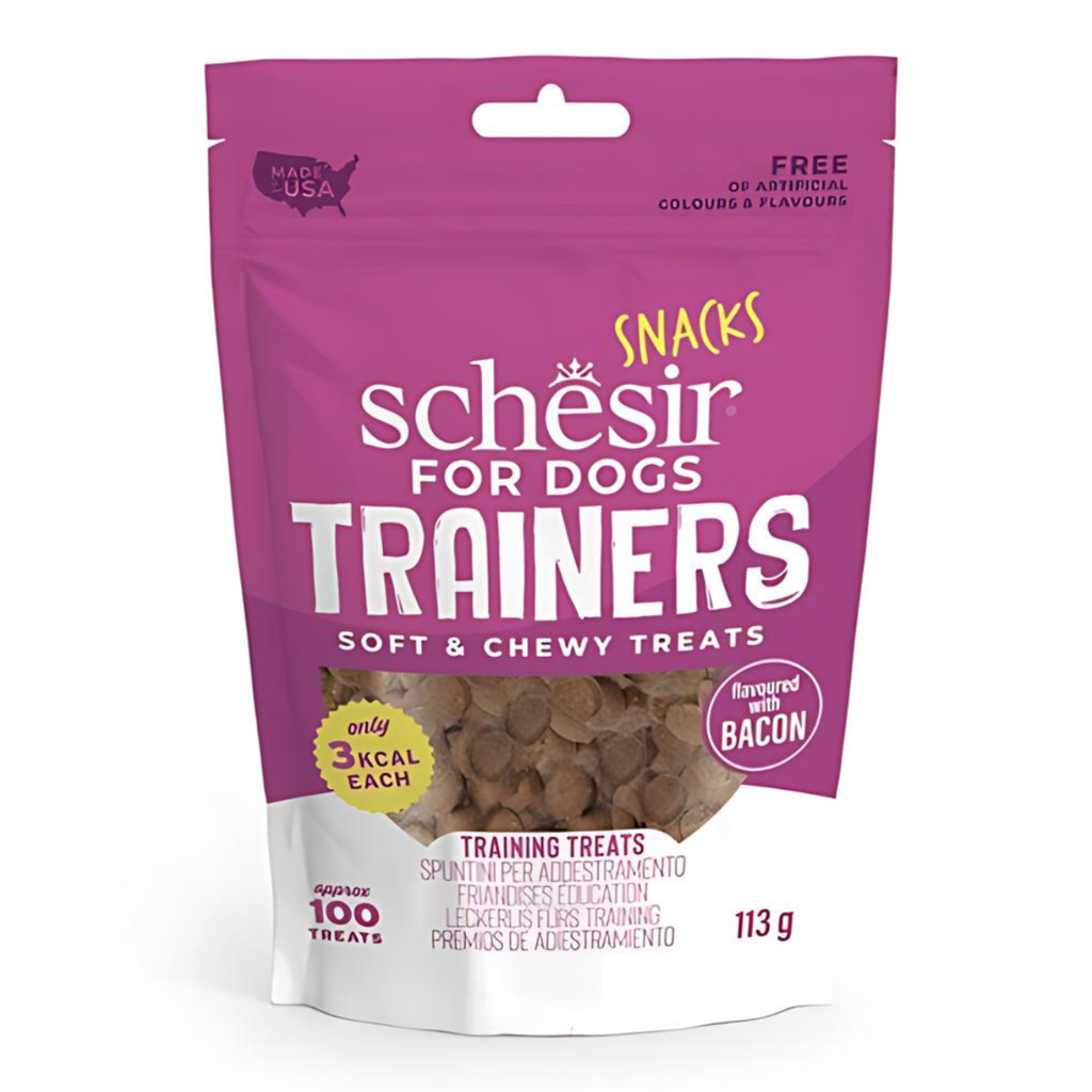 schesir dog snacks trainers soft & chewy 113g-bacon