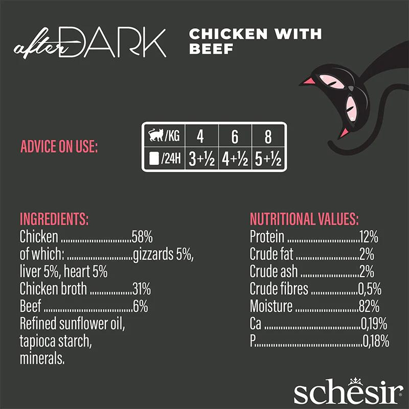 Schesir After Dark Wholefood in Broth Chicken with Beef 80g