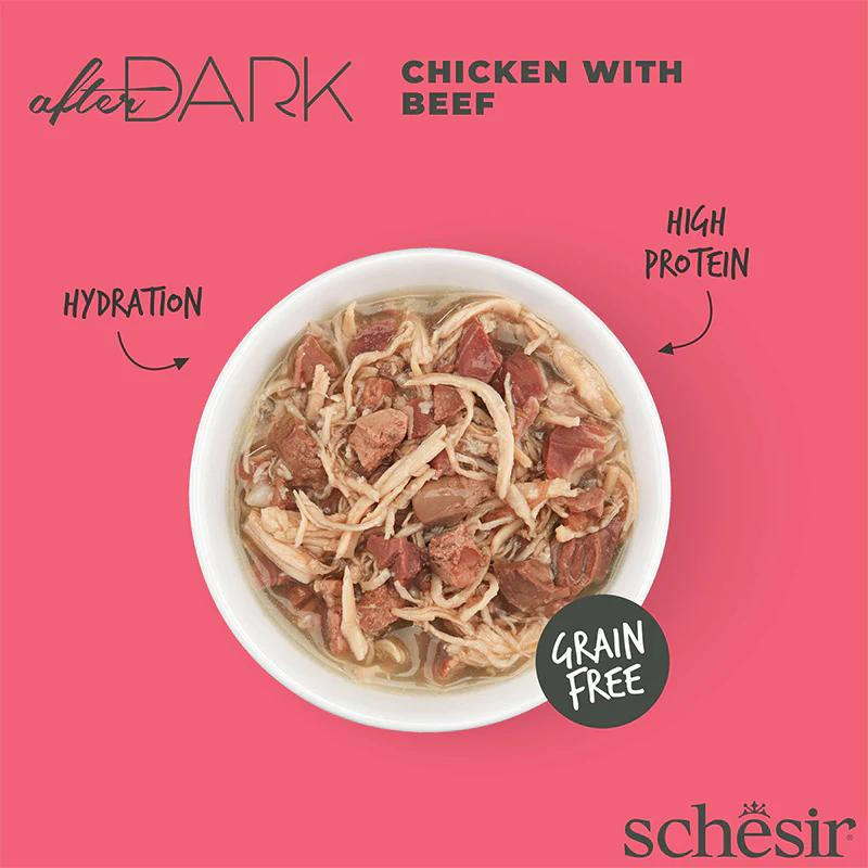 Schesir After Dark Wholefood in Broth Chicken with Beef 80g