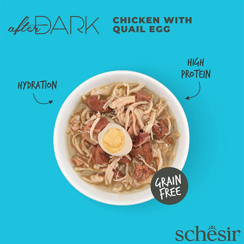 Schesir After Dark Wholefood in Broth Chicken with Quail Egg 80g