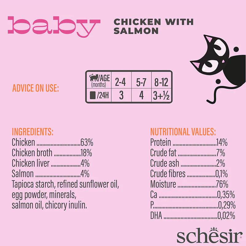 Schesir Baby Kitten Wholefood - Chicken with Salmon  70g