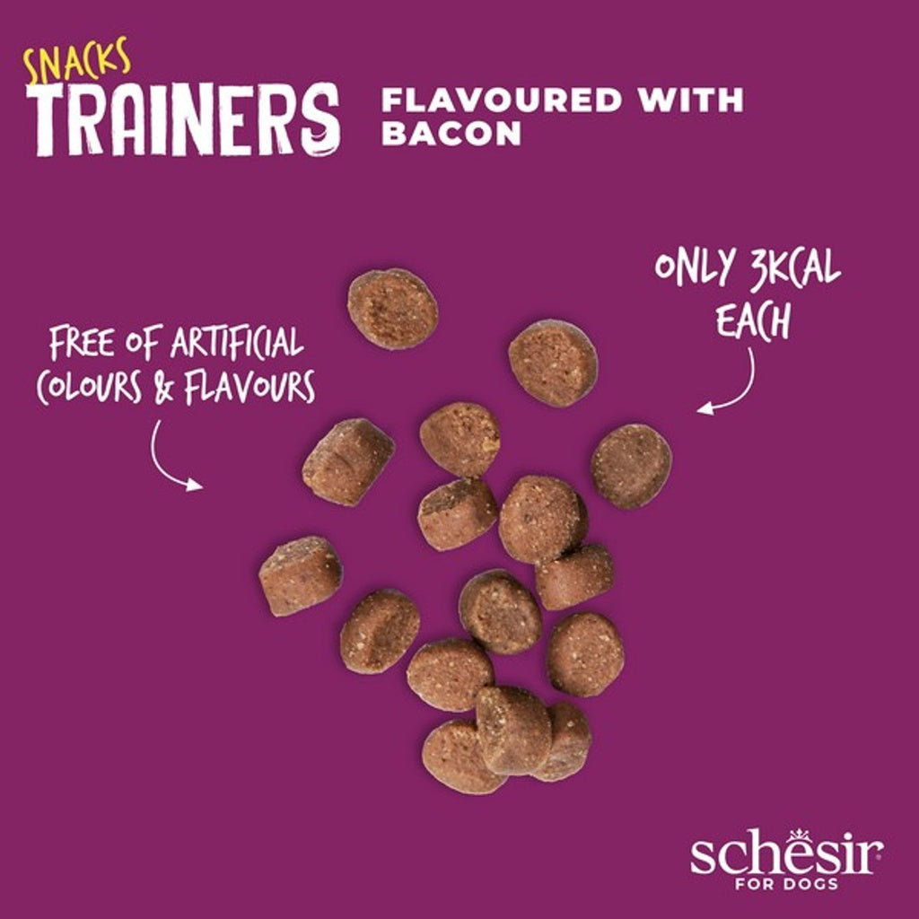 schesir dog snacks trainers soft & chewy 113g-bacon