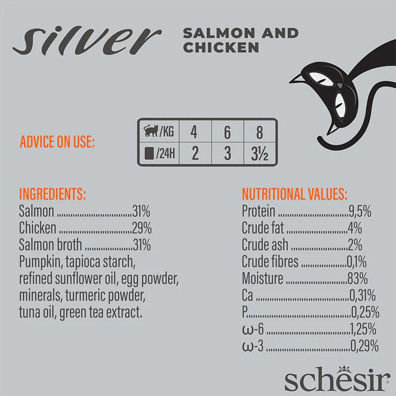 Schesir Silver Mousse  Senior Cat  - Salmon & Chicken 80g