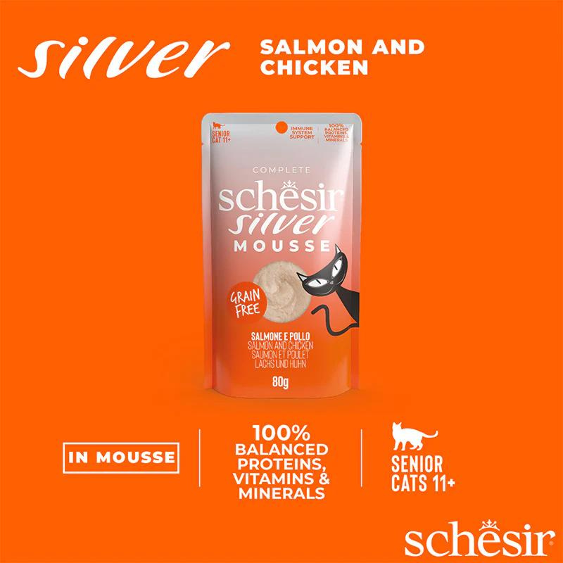Schesir Silver Mousse  Senior Cat  - Salmon & Chicken 80g
