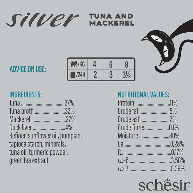 Schesir Silver Senior Cat Wholefood  - Tuna & Mackerel 70g