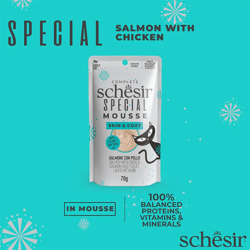 Schesir Special Mousse ( Skin & Coat) - Salmon with Chicken 70g