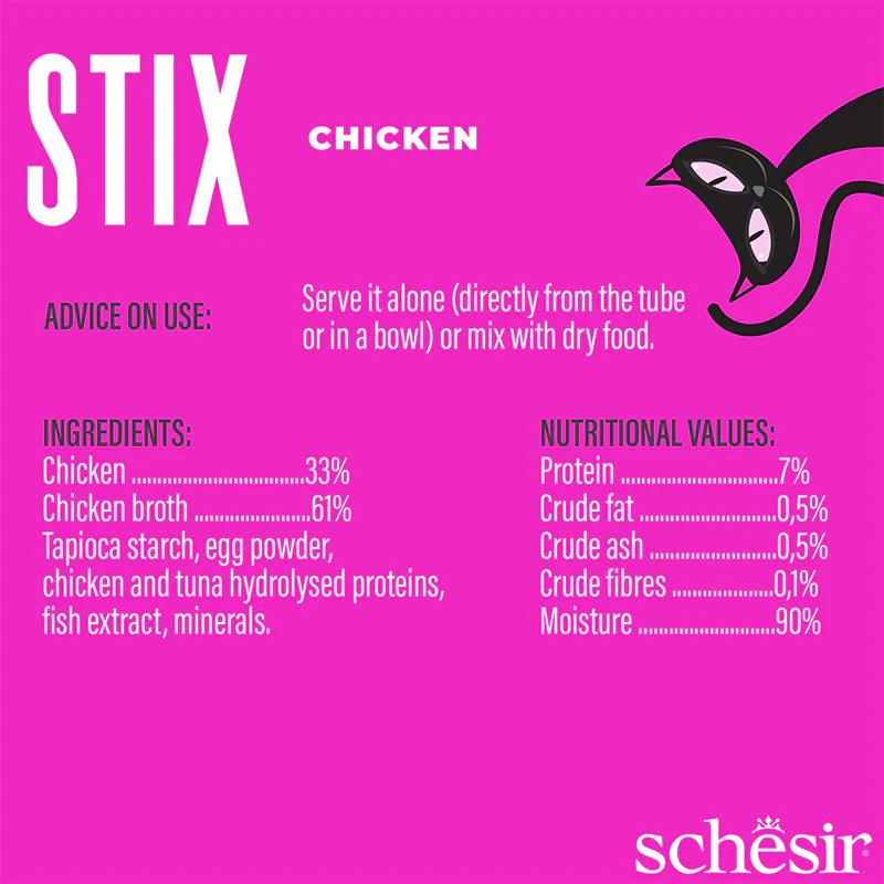 Schesir Stix Treat for Cat In Cream - Chicken 6*15g