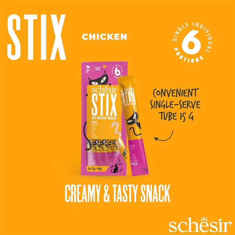 Schesir Stix Treat for Cat In Cream - Chicken 6*15g