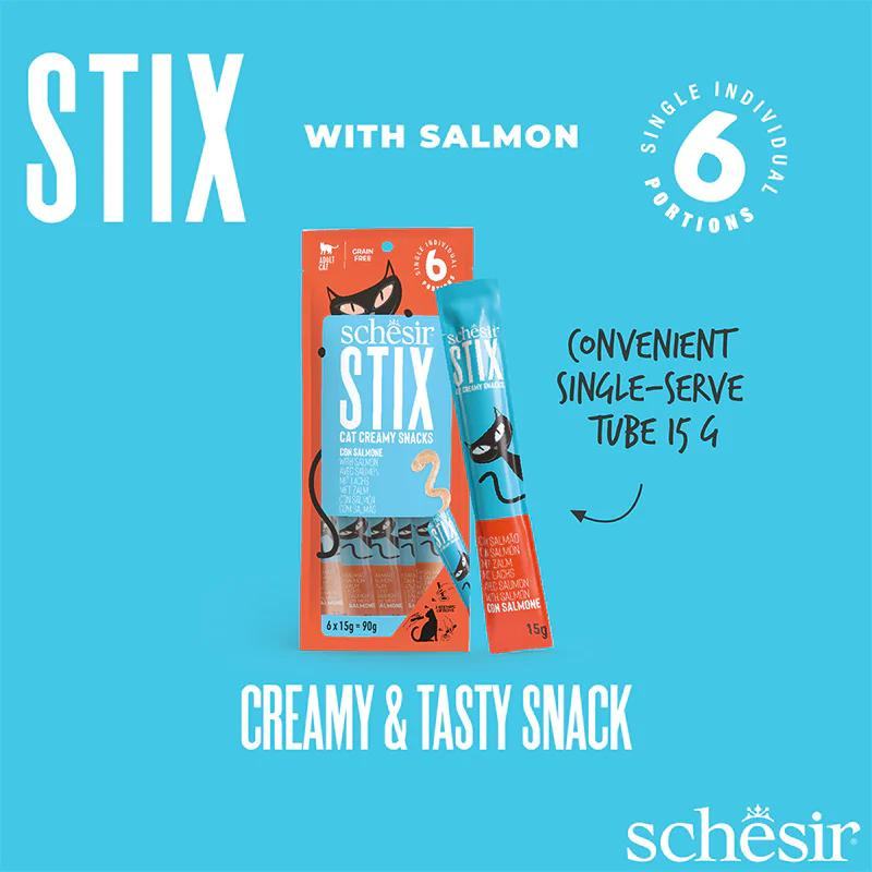 Schesir Stix Treat for Cat In Cream - Salmon 6*15g