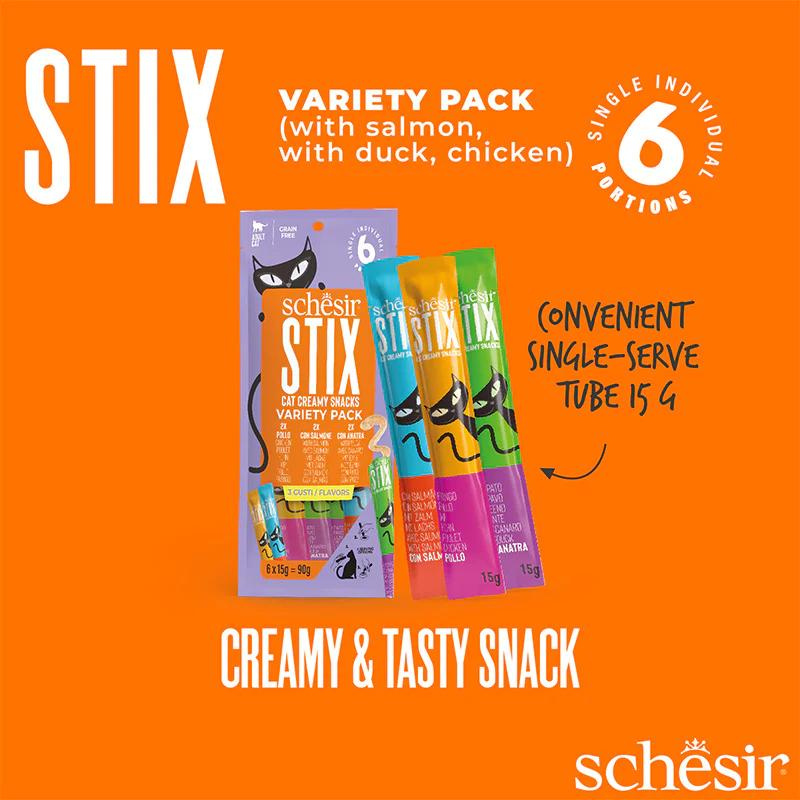 Schesir Stix Treat Variety Pack Mixed Flavors 6*15g