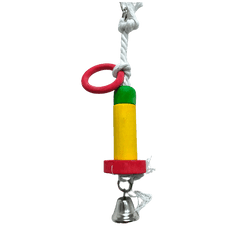 Pets Club Natural Wooden Bird Toy With Bell H-25 Cm, W-3 Cm
