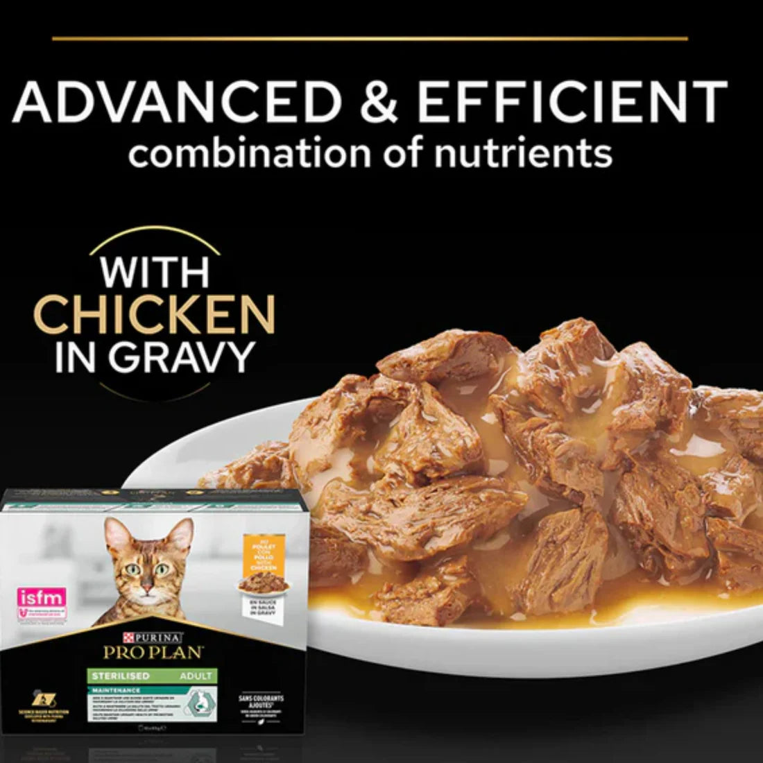 PRO PLAN STERILISED ADULT WET CAT FOOD WITH CHICKEN GRILLED IN GRAVY, 85G