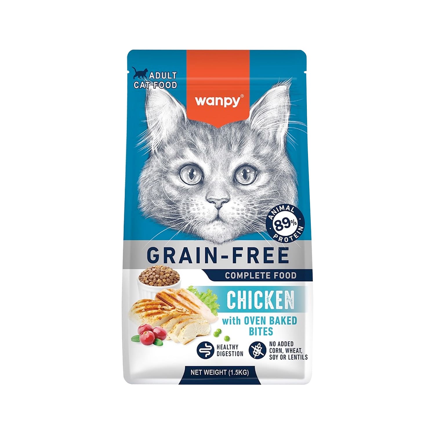 Wanpy Grain Free Complete Food for Adult Cat – Chicken Recipe 1.5 Kg