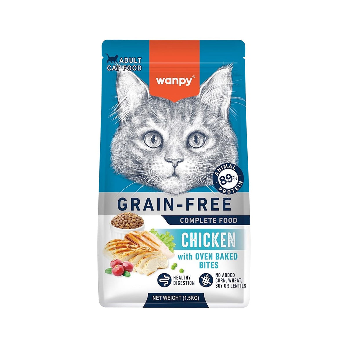 Wanpy Grain Free Complete Food for Adult Cat – Chicken Recipe 1.5 Kg