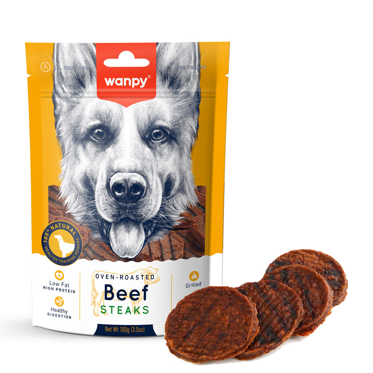 Wanpy Grilled Beef Steaks for dogs 100g
