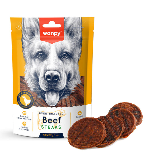 Wanpy Grilled Beef Steaks for dogs 100g
