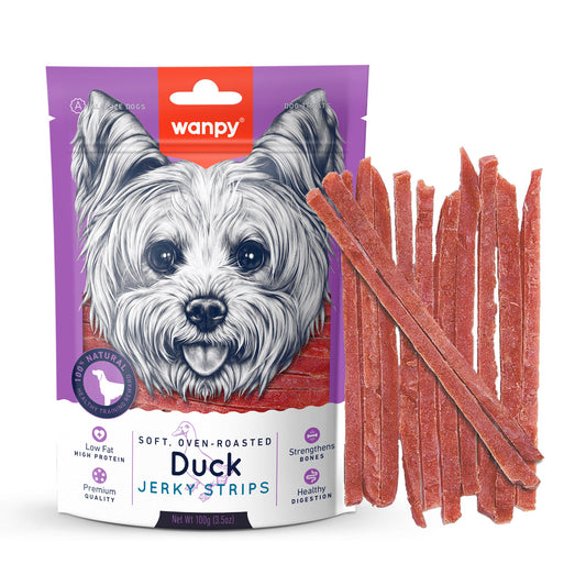 Wanpy Soft Duck Jerky Strips for dog 100g