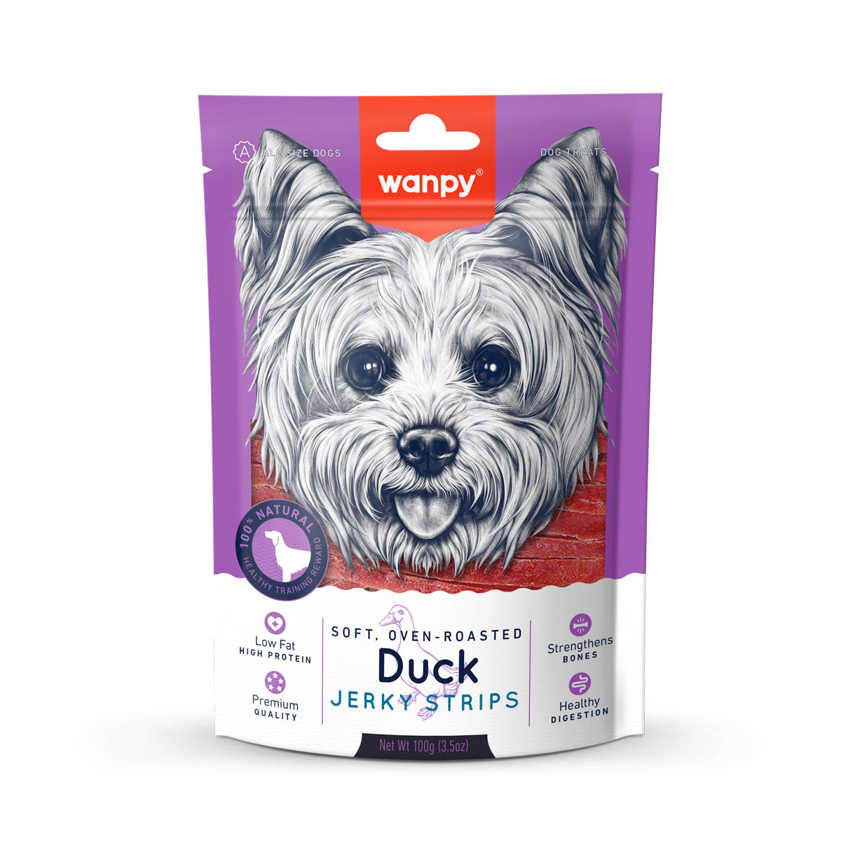 Wanpy Soft Duck Jerky Strips for dog 100g
