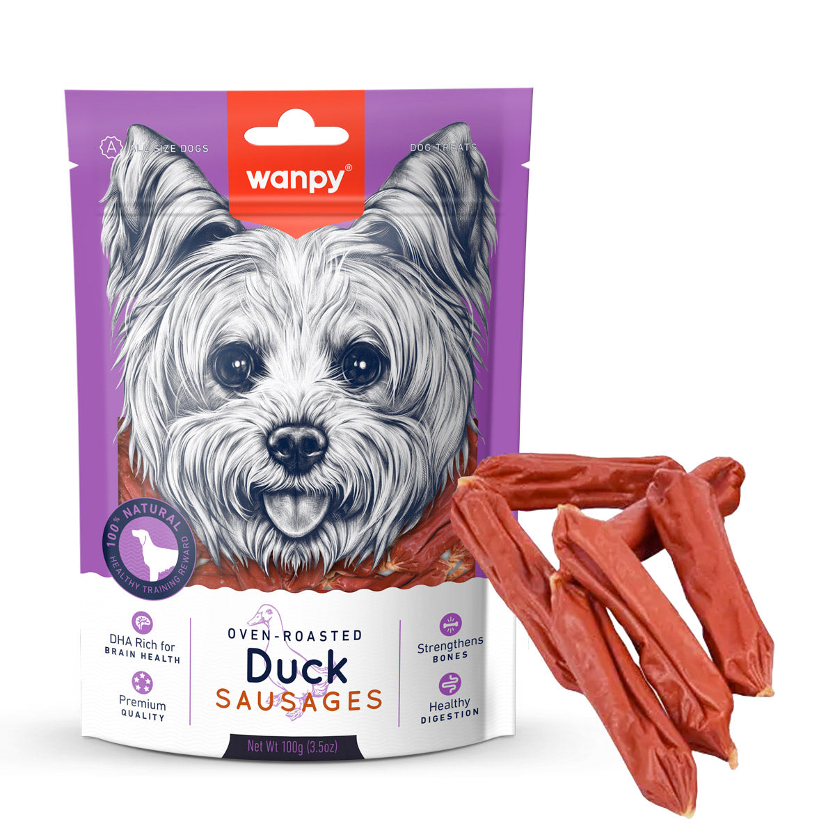 Wanpy Duck Sausages for dogs 100g