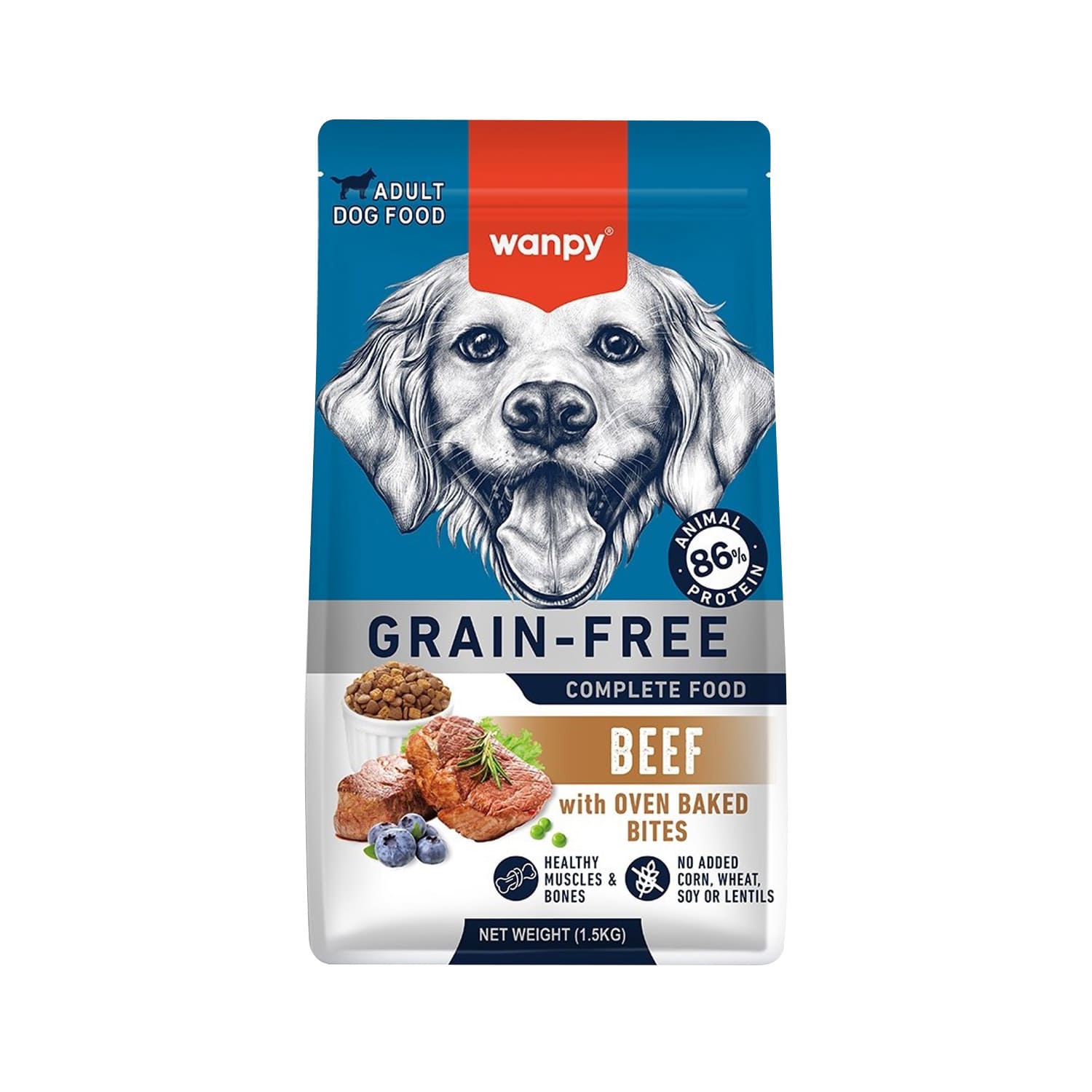Wanpy Grain Free Food for Adult Dog - Beef - 1.5Kg