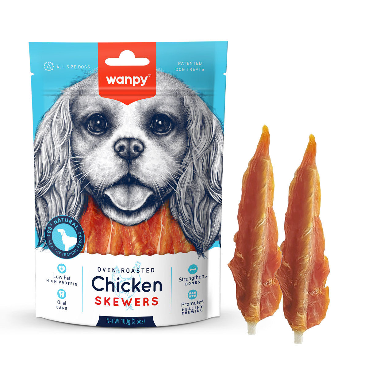 Wanpy Chicken Skewers for dogs 100g