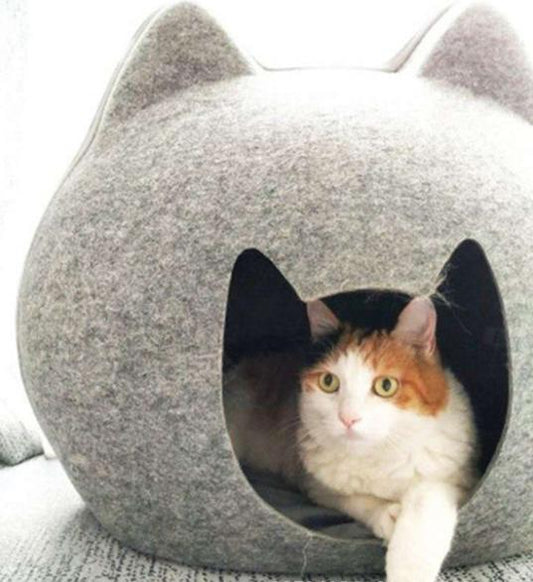 PETS CLUB CAT FACE CAT BED FELT MATERIAL – 53*45 CM – GREY
