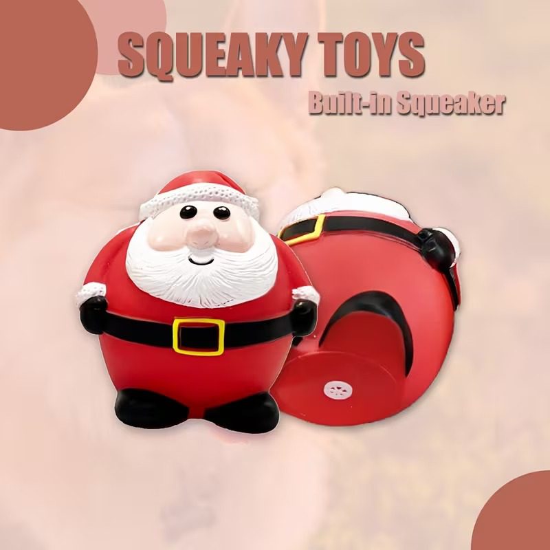 Pets Club Christmas Plush Squeaky Dog Toy-Santa Bear