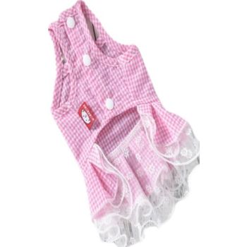 Hong Pet Pink With White Strip Pattern Dog Clothes - Medium, Pink