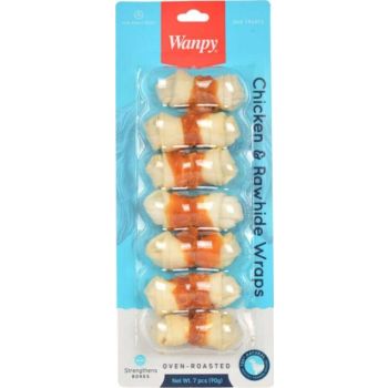 Wanpy Chicken Jerky wrapped Bleached Rawhide 90g