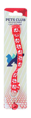 PETS CLUB ADJUSTABLE CAT COLLAR WITH BELL- RED PAW