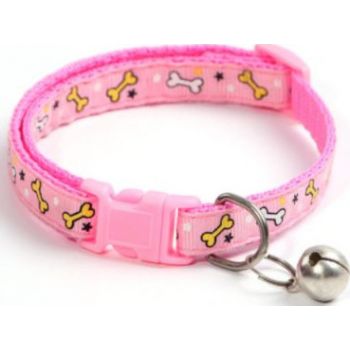 PETS CLUB ADJUSTABLE CAT COLLAR WITH BELL – PINK BONE