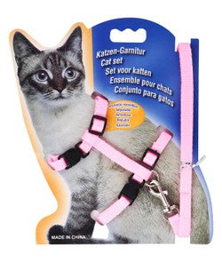 PETS CLUB ADJUSTABLE CAT LEASH WITH HARNESS- PINK