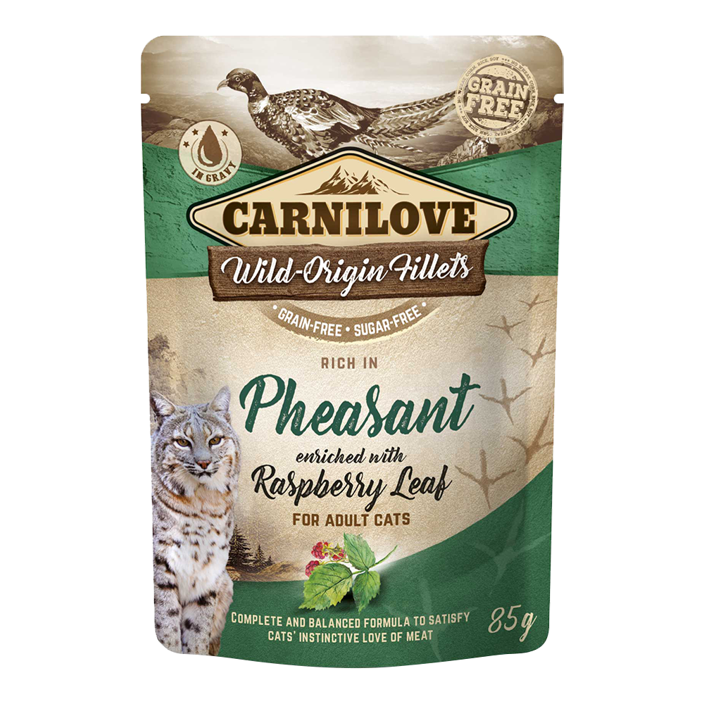 Carnilove Pheasant enriched with Raspberry Leaves for Adult Cats (Wet Food Pouches) 85g