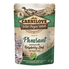 Carnilove Pheasant enriched with Raspberry Leaves for Adult Cats (Wet Food Pouches) 85g