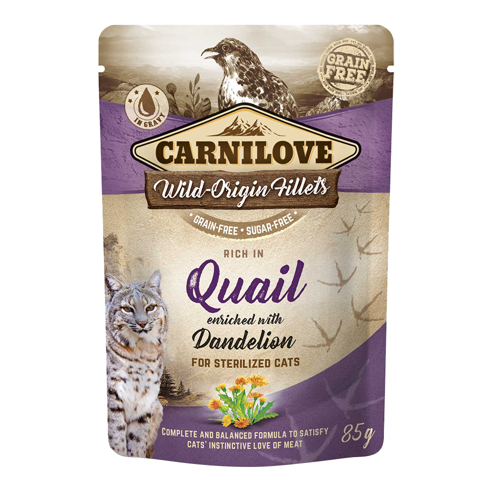 Carnilove Quail enriched with Dandelion for Sterilized Cats (Wet Food Pouches) 85g