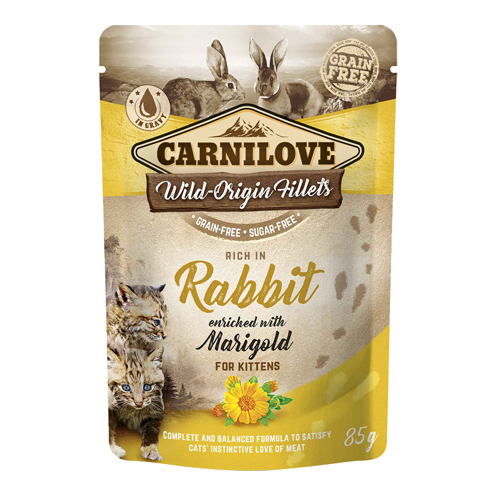 Carnilove Rabbit enriched with Marigold for Kittens (Wet Food Pouches) 85g