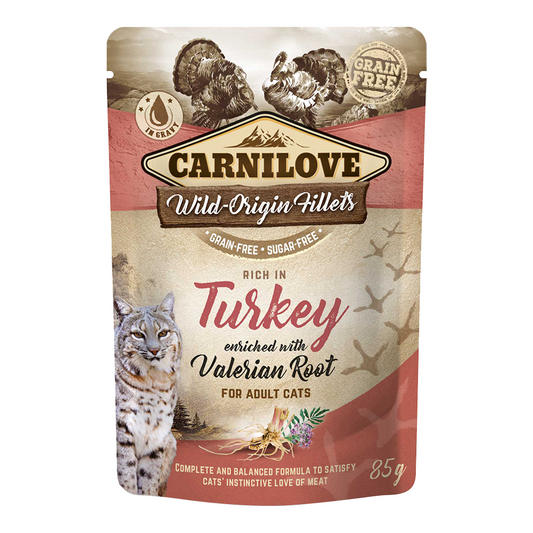 Carnilove Turkey enriched with Valerian Root for Adult Cats (Wet Food Pouches) 85g