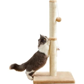 Cat Scratcher Post With Plush Toy-Beige