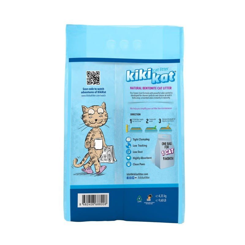 Kiki Kat White Bentonite Clumping Cat litter –Natural – 20 L (17.4 KG )